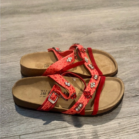 Betula by Birkenstock red rhinestone strappy sandals size 38/8 - Picture 2 of 6